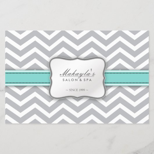 Eleganter Zickzack Moderner Grauer, Weiß und Blau- Flyer (Hinten)