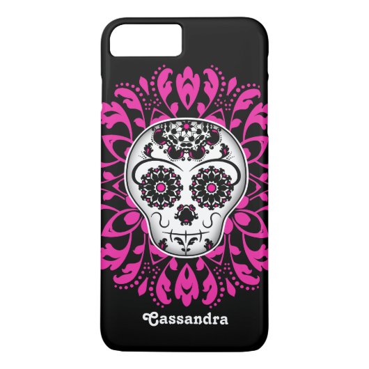 Eleganter Zuckerschädel Case-Mate iPhone Hülle (Rückseite)