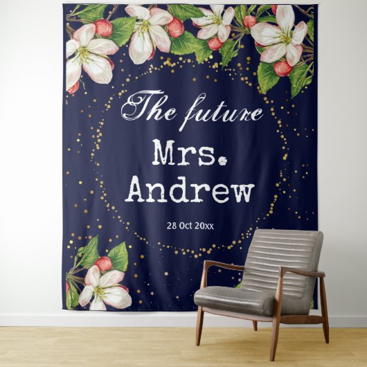 Eleganter zukünftiger mrs marineblauer goldener Gl Wandteppich (Beispiel)