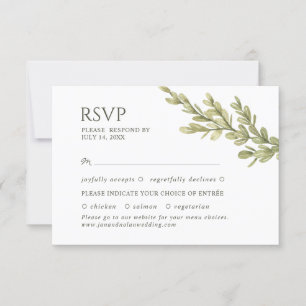 Eleganter Zweig der Vegetation. Botanische Hochzei RSVP Karte