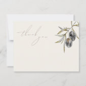 Eleganter Zweig des Olive Watercolor Dankeskarte (Vorderseite)