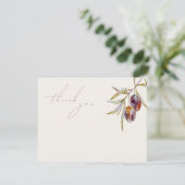 Eleganter Zweig des Olive Watercolor Dankeskarte (Stehend Vorderseite)