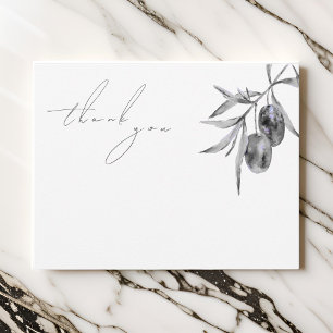 Eleganter Zweig des Olive Watercolor Dankeskarte