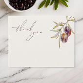 Eleganter Zweig des Olive Watercolor Dankeskarte
