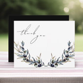 Eleganter Zweig des Olive Watercolor Dankeskarte