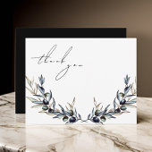 Eleganter Zweig des Olive Watercolor Dankeskarte