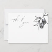 Eleganter Zweig des Olive Watercolor Dankeskarte (Vorderseite)