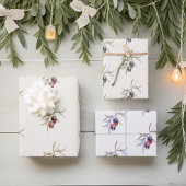 Eleganter Zweig des Olive Watercolor Geschenkpapier Set