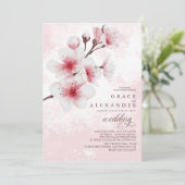 Eleganter Zweig Sakura Moderne Einladung (Stehend Vorderseite)