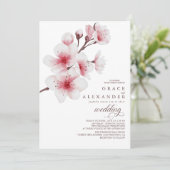 Eleganter Zweig Sakura Moderne Einladung (Stehend Vorderseite)