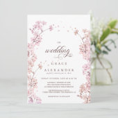 Eleganter Zweig Sakura Moderner Frühling Einladung (Stehend Vorderseite)