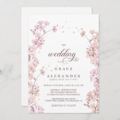 Eleganter Zweig Sakura Moderner Frühling Einladung (Vorne/Hinten)