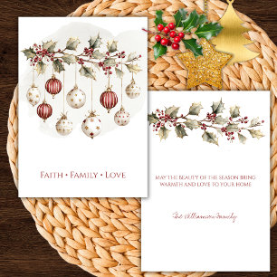 Eleganter Zweig und Ornament-Weihnachtsgruß Einladung