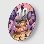 Elegantes 10-jähriges Celebration Cake Design Große Wanduhr (Winkel)
