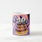 Elegantes 10-jähriges Celebration Cake Design Kaffeetasse (Mittel)