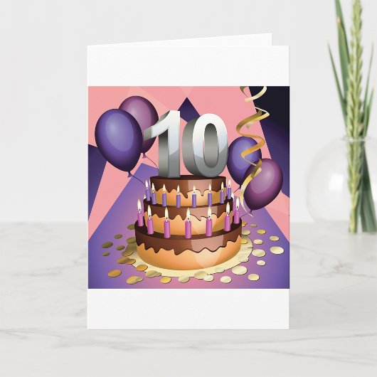 Elegantes 10-jähriges Celebration Cake Design Karte