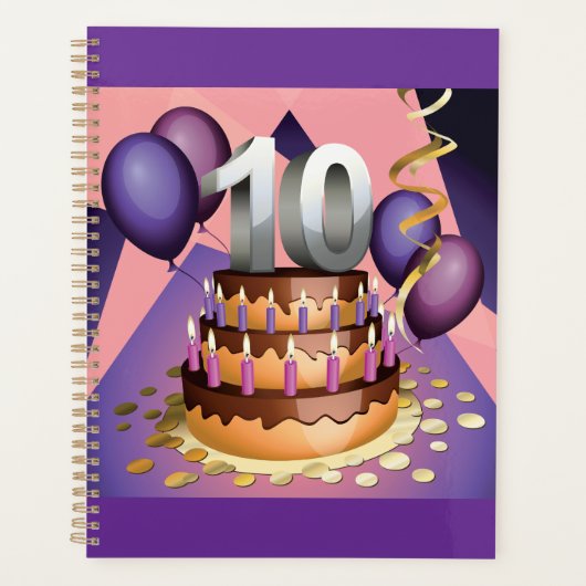 Elegantes 10-jähriges Celebration Cake Design Planer (Vorderseite)