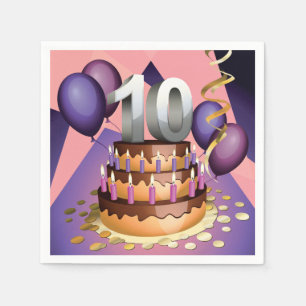 Elegantes 10-jähriges Celebration Cake Design Serviette