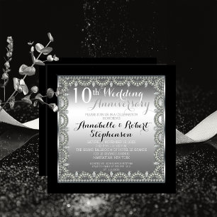Elegantes 10. Silber- und Diamant-Jubiläum Einladung