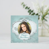 Elegantes 16 . Geburtstag Foto Einladung - Aquamar (Stehend Vorderseite)
