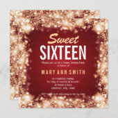 Elegantes 16. Geburtstag-Party-Goldfunkelnde Einladung (Vorne/Hinten)