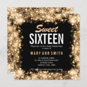 Elegantes 16. Geburtstag-Party-Goldfunkelnde Einladung (Vorne/Hinten)
