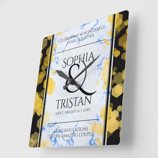 Elegantes 18. Geburtstag von Porzellan Quadratische Wanduhr (Winkel)