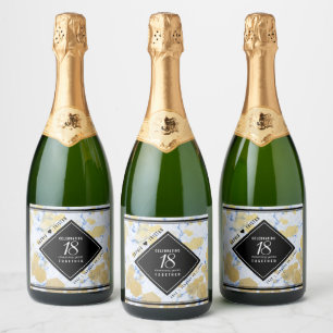 Elegantes 18. Geburtstag von Porzellan Schaumweinetikett