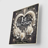 Elegantes 1. Jubiläumsbuch Herz Quadratische Wanduhr (Winkel)