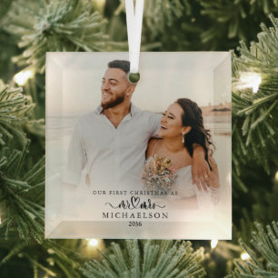 Elegantes 1. Weihnachten verheiratet als Herr und Ornament Aus Glas