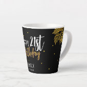 Elegantes 21. Geburtstag Gold Foliage Foto Party Milchtasse (Rechte Ecke)
