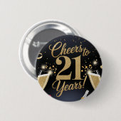 "Elegantes 21. Geburtstagsdesign - Goldener Glitze Button (Vorne & Hinten)