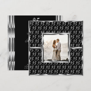 Elegantes 25. Hochzeitstag-Jubiläum in Schwarz und Einladung