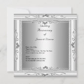Elegantes 25. Hochzeitstil Weißes Silber Einladung (Rückseite)
