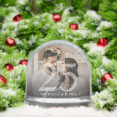 Elegantes 25-jähriges Ehepaar 2-Foto Schneekugeln (Weihnachten)