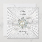 Elegantes 25-jähriges Party Lace White Einladung (Vorderseite)