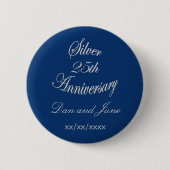 Elegantes 25. silbernes Hochzeitspersonal Button (Vorderseite)
