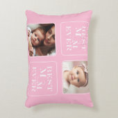 Elegantes 2 Foto "Best Mama Ever" Pink & White Hea Dekokissen (Vorderseite(Vertikal))