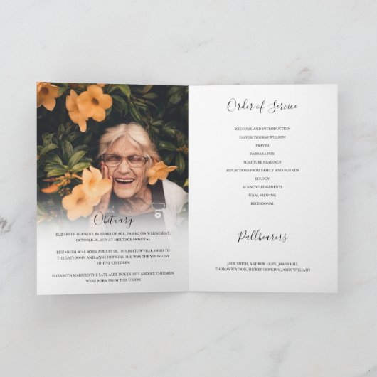 Elegantes 2-Foto-Programm zur Beerdigung des Gedäc Programm (Innenseite)