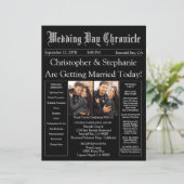 Elegantes 2-Foto-QR-Code-Zeitungs-Hochzeitsprogram (Stehend Vorderseite)