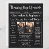 Elegantes 2-Foto-QR-Code-Zeitungs-Hochzeitsprogram (Vorderseite)