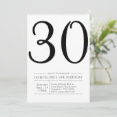 Elegantes 30. Geburtstag Einfaches Party Einladung (Stehend Vorderseite)