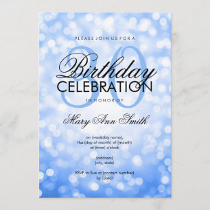 Elegantes 30. Geburtstag Party Blue Glitzer Lights Einladung