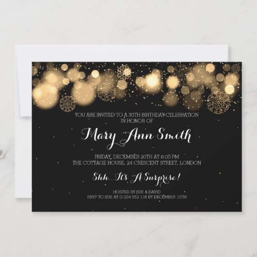Elegantes 30. Geburtstag Party Gold Einladung (Vorderseite)