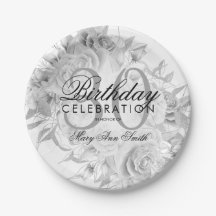 Elegantes 30. Geburtstags Party Blütensilber Weiß