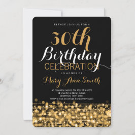 Elegantes 30. Geburtstags-Party Glitzern Gold Einladung