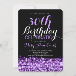 Elegantes 30. Geburtstags-Party Glitzern Lila Einladung
