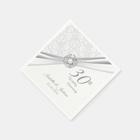 Elegantes 30-jähriges Hochzeitsszenario Serviette (Ecke)