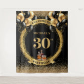 Elegantes 30. Man Birthday Whiskey Display Wandteppich (Vorderseite)