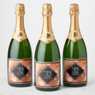 Elegantes 32. Bronze-Weinsiegel zum Hochzeitstag Schaumweinetikett